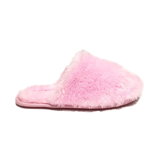 Vintage 1990s deadstock fuzzy pastel pink faux fur mule style slippers - Picture 1 of 8